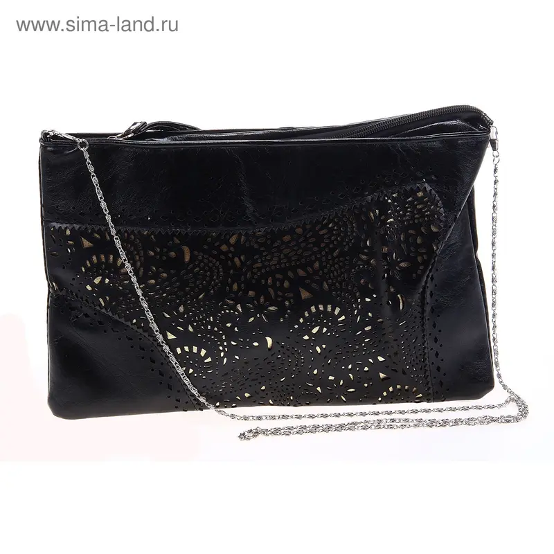 Клатч Европейский стиль 33*20*2см, 1 отд, цепочка, ручка, черный