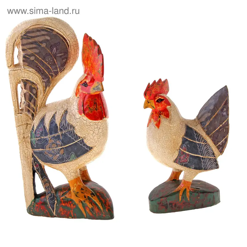 Набор Петух с курочкой batik style 381652 дерево албезия