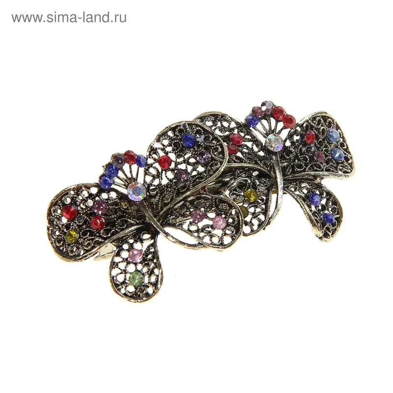 Заколка-автомат для волос "Камелия" 8 см две бабочки микс