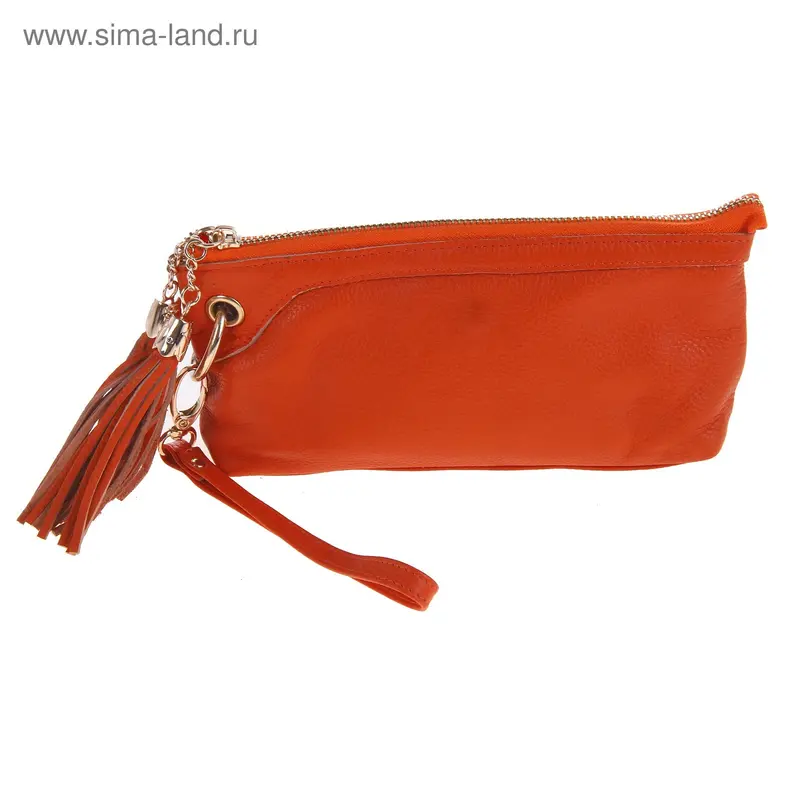 Клатч нат Кисточки 23*11*4см, 1 отд, ручка, оранж