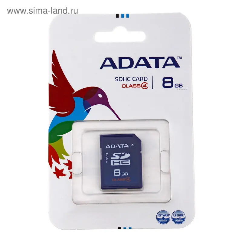 Карта памяти A-Data SDHC, 8 Гб, класс 4