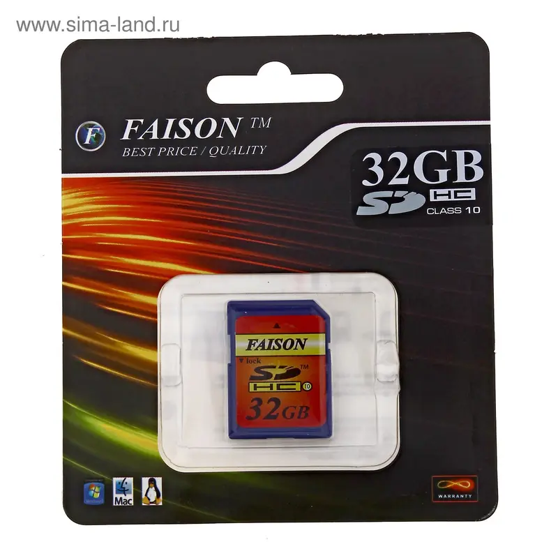 Карта памяти Faison SDHC, 32 Гб, класс 10