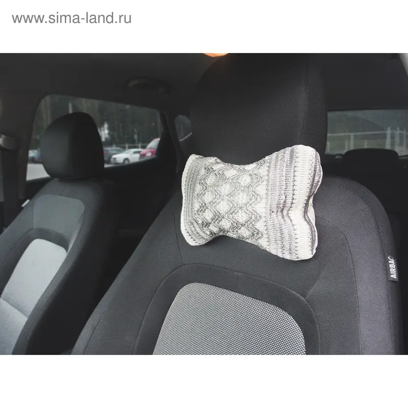 Ортопедическая подушка на подголовник кресла текстиль с рисунком ромб