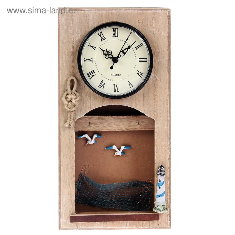Ключница с часами "Маяк" 31,5х17х4,5 см