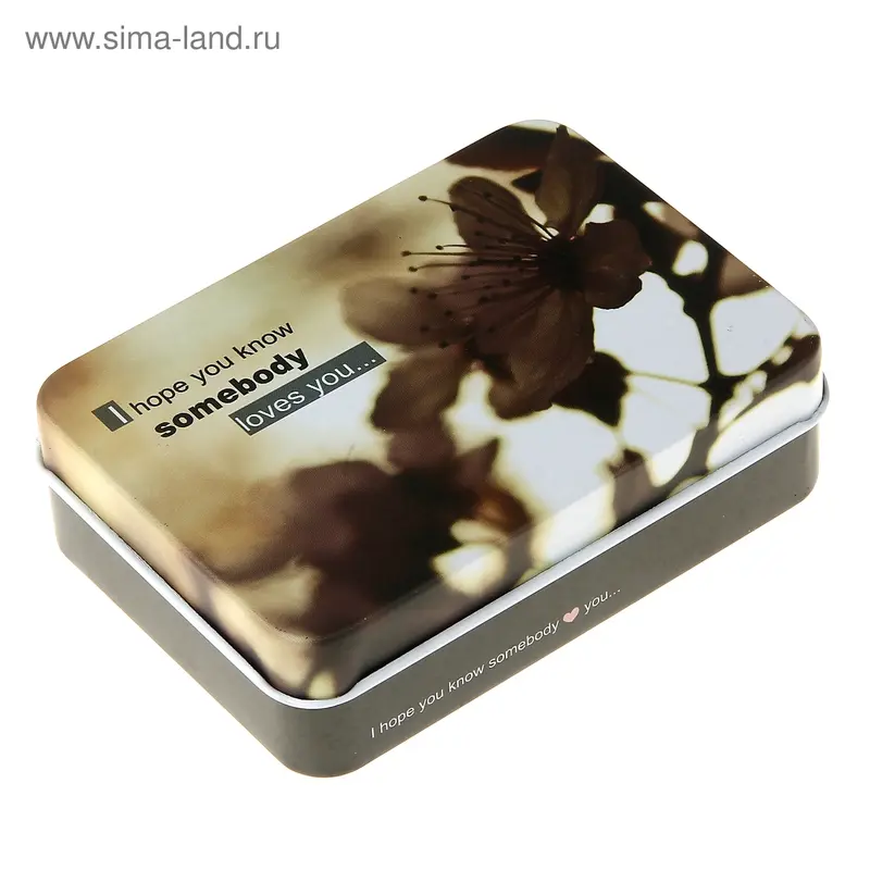 Шкатулка металл "Яблоневые цветы" 2,5х9х6,5 см