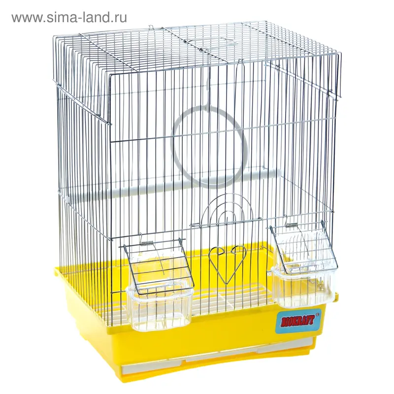 Клетка для птиц (2 кормушки, 2 жердочки, кольцо), 30 Х 23 Х 39 см, цвета микс