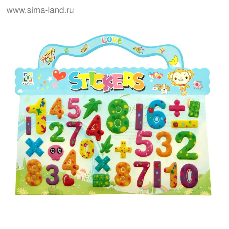 Наклейка пластик "Машинки/Цифры" МИКС 14,5х17 см