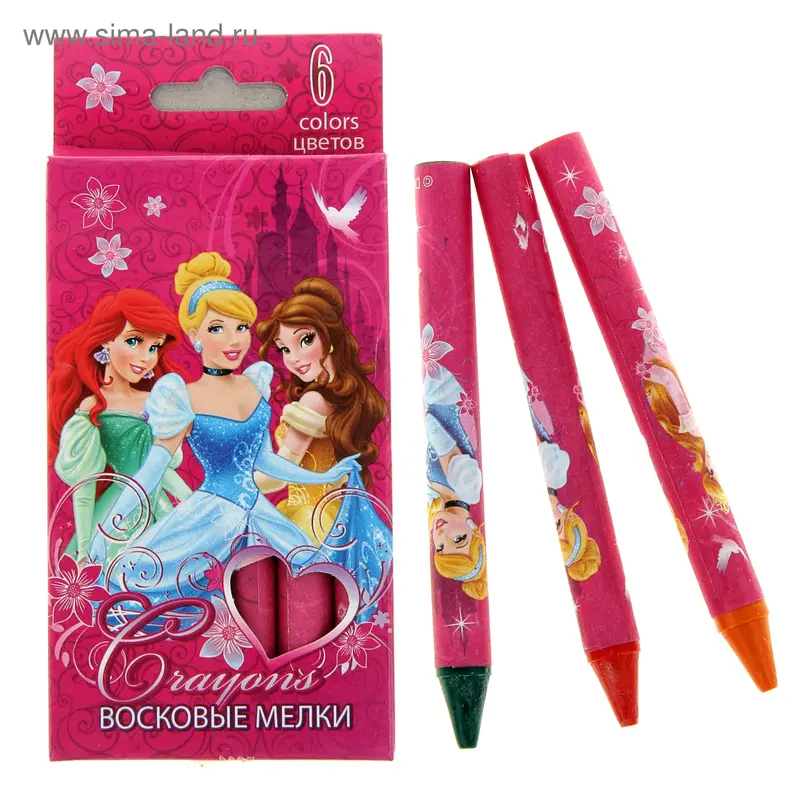 Мелки восковые 6 цветов Disney Принцессы PRBB-US1-2006