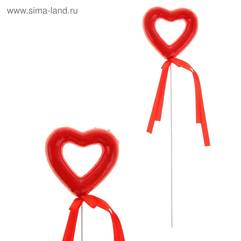 Сердце сувенирное на палочке глянец d=6 см "Рамка", красный