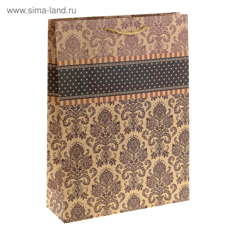 Пакет крафт "Ажурный рисунок", 23 х 32 х 8,5 см