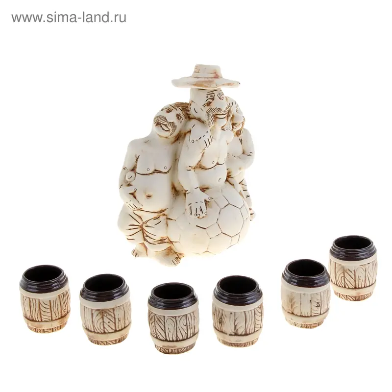 Штоф с рюмками "Три казака на мяче" 7 предметов, 1 л