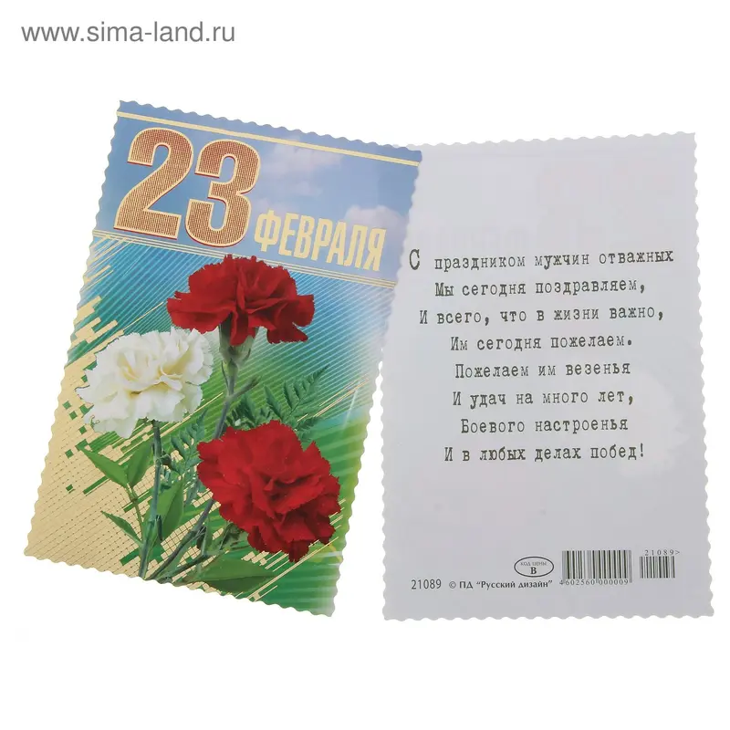 Открытка "23 февраля" 10 х 15 см