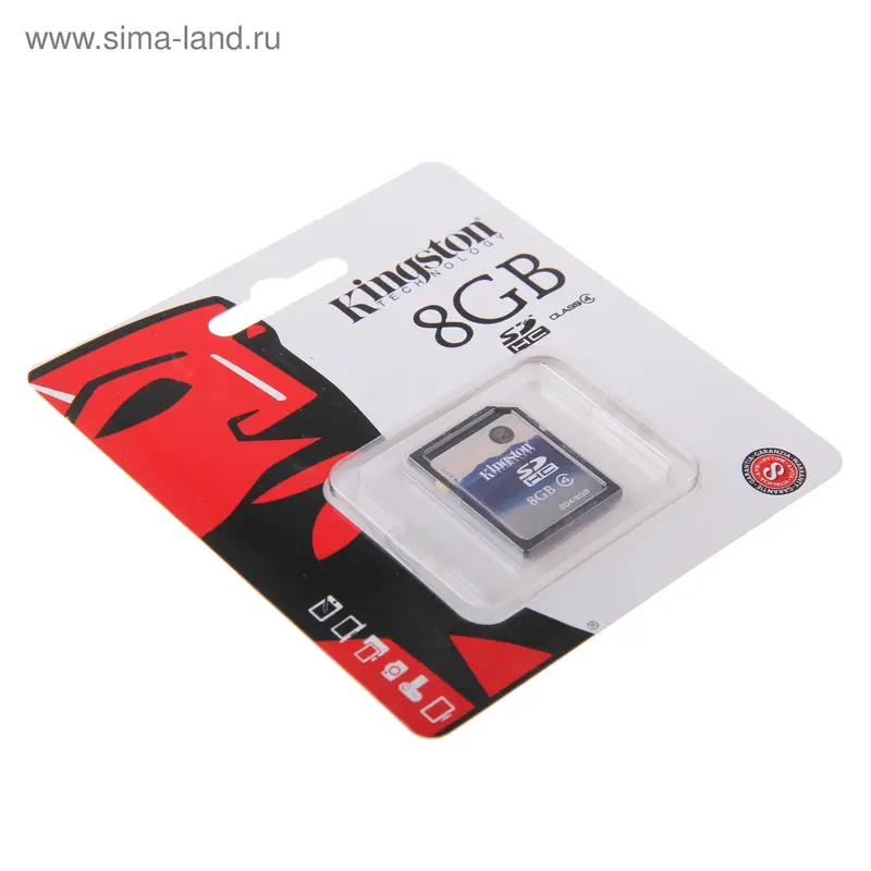 Карта памяти Kingston SDHC, 8 Гб, класс 4