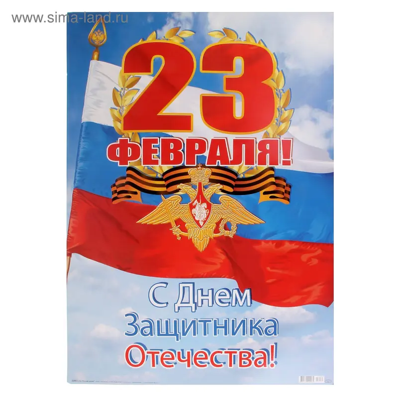 Плакат "С 23 февраля!" 49 х 69 см