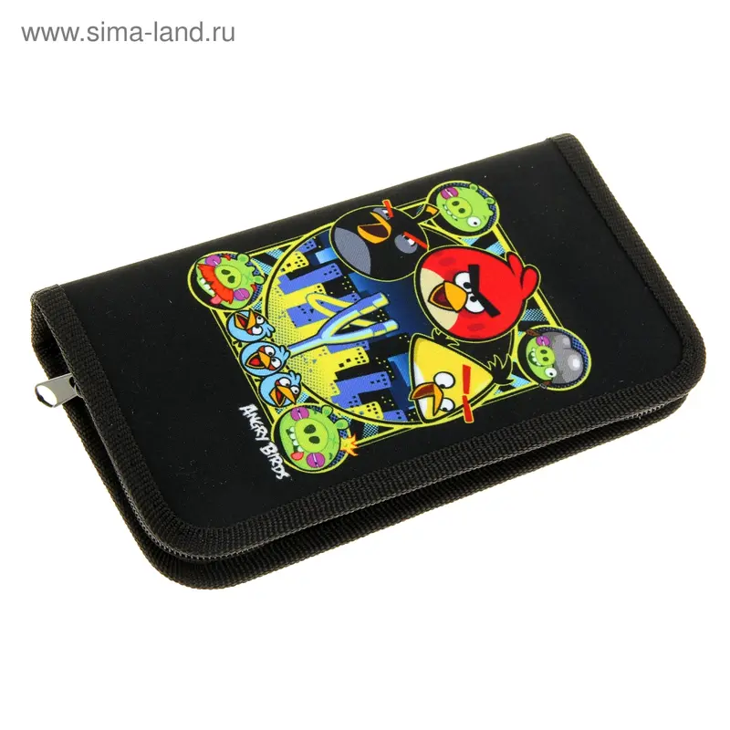 Пенал_ 190х115мм ткань 1отд на молнии Angry Birds