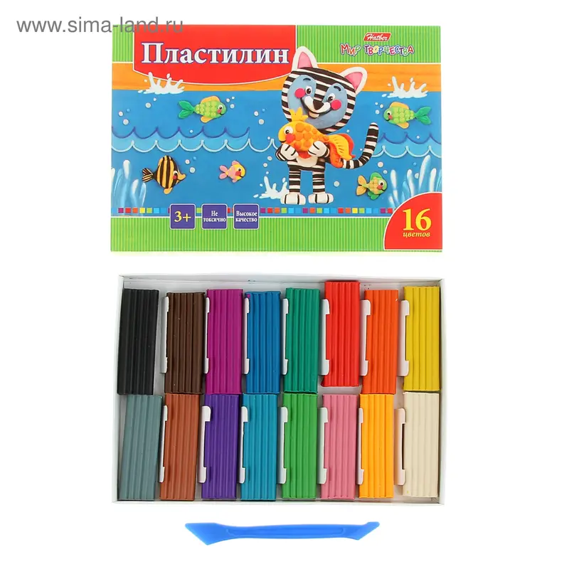 пластилин 16цв 320гр со стеком Ушастики