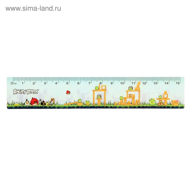 Линейка 15 см дизайн Angry Birds в инд/упак с европодвесо