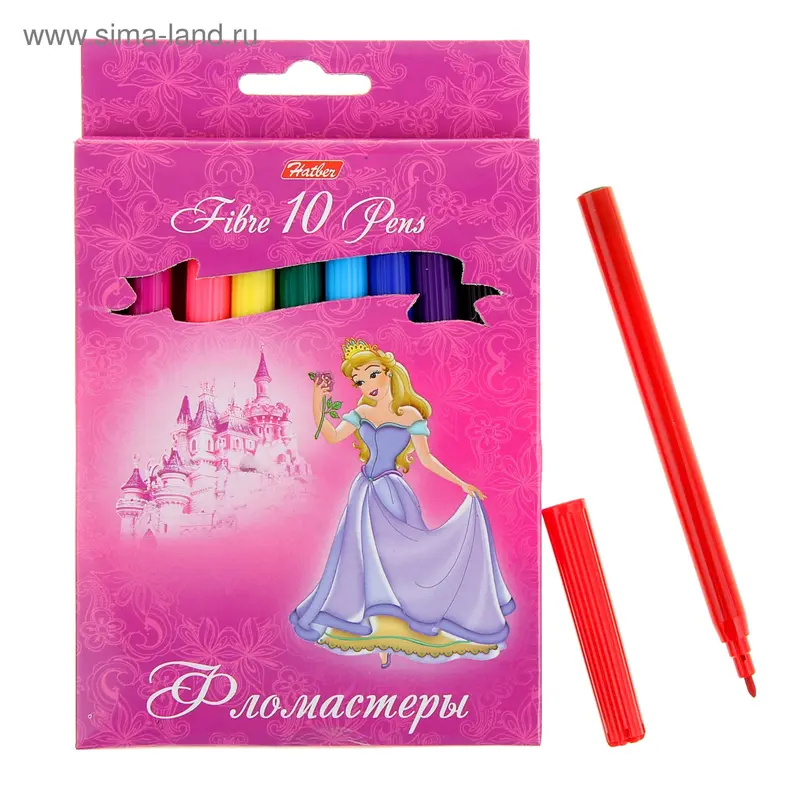Фломастеры 10цв "Принцессы на розовом" с европодвесом