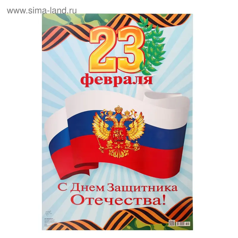 Плакат "С Днем Защитника Отечества!" 49 х 69 см
