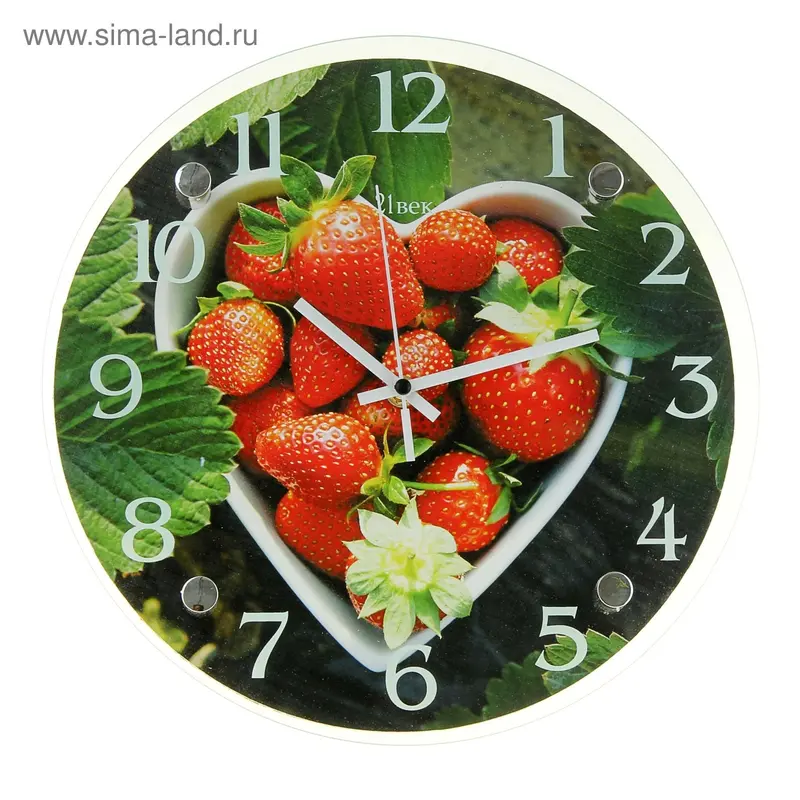 Часы настенные, серия: Кухня, "Клубника" 30х30 см, микс
