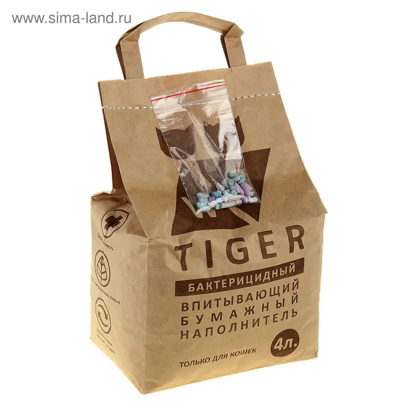 Наполнитель целлюлозно-минеральный впитывающий "Tiger", бактерицидный, 4 л