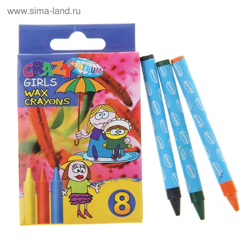 Мелки восковые 8 цветов Crazy Girls 8059