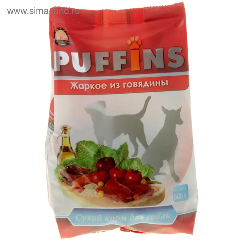 Сухой корм Puffins для собак, жаркое из говядины, 500 г