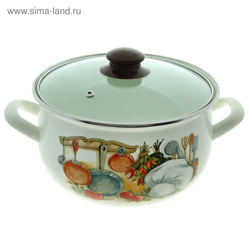 Кастрюля эмалированная 5,1 л "Кухня", крышка