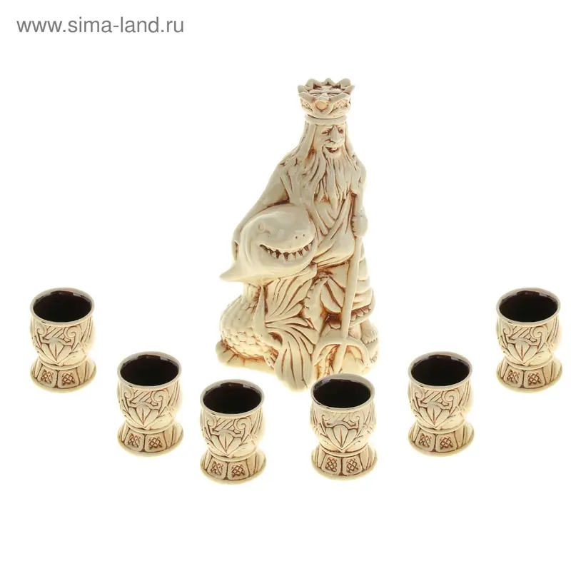 Штоф с рюмками "Нептун" шамот, 7 предметов, 1 л