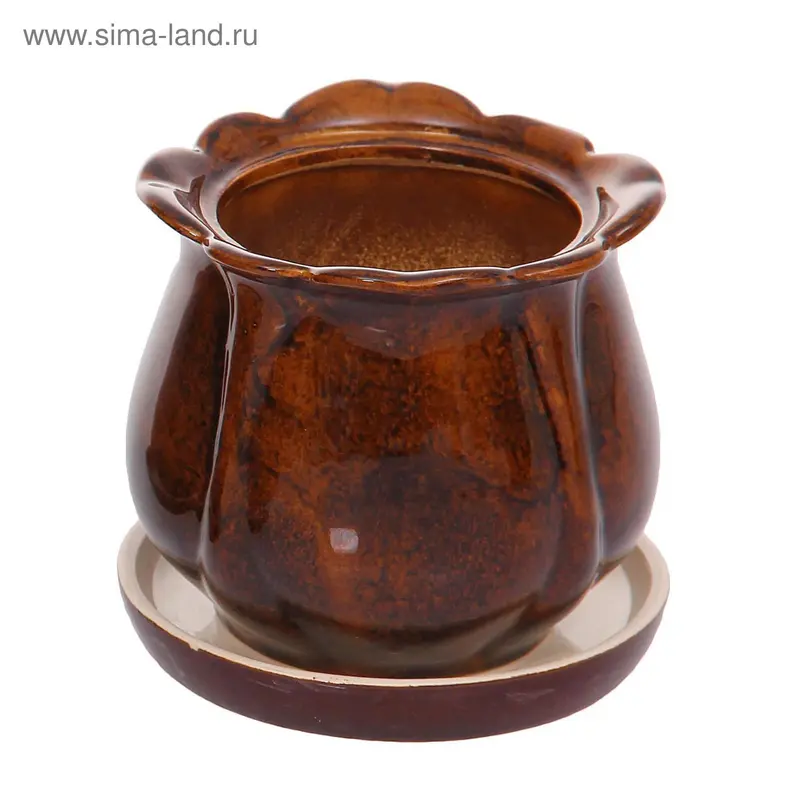 Кашпо "Кувшинка" коричневый, 0,5л