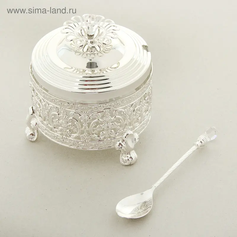 Сахарница с ложечкой с хрусталиками Сваровски