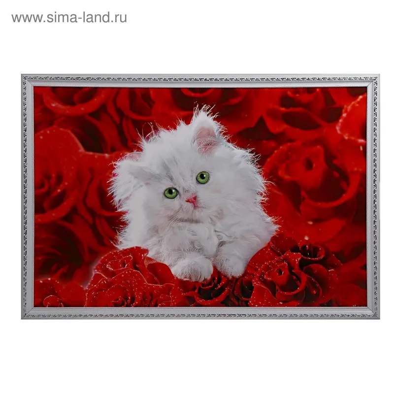 Картина Котенок в розах 60х90 см