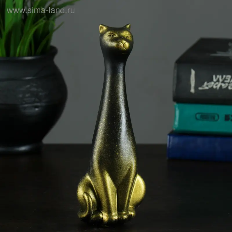 Фигура "Котик" черн/золото 7х7х19 см
