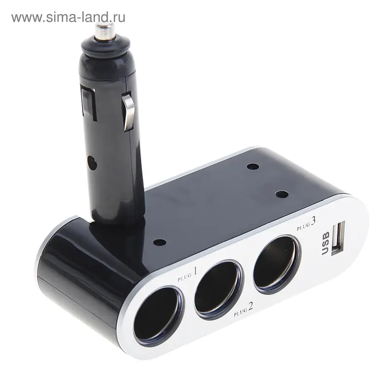 Разветвитель прикуривателя 3-ой +1 выход USB жёсткий