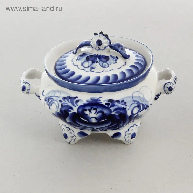 Кастрюля «Пельменница», гжель, кобальт