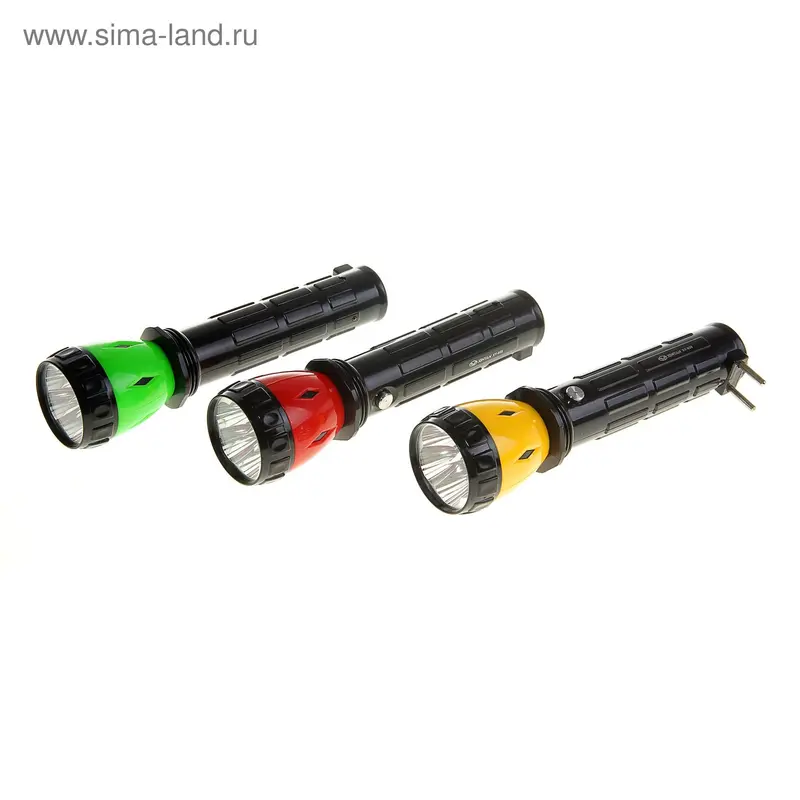 Фонарик 5 диодов, 220v, на рукоятке прямоугольники, МИКС