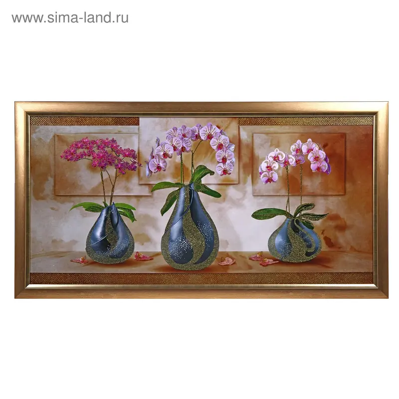 Картина Вазы с цветами 50х100 см