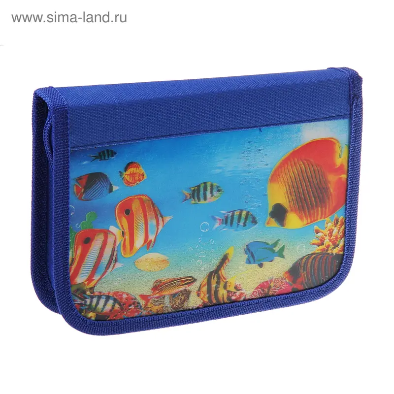 Пенал школьный на молнии 3D "Бабочка", голубой