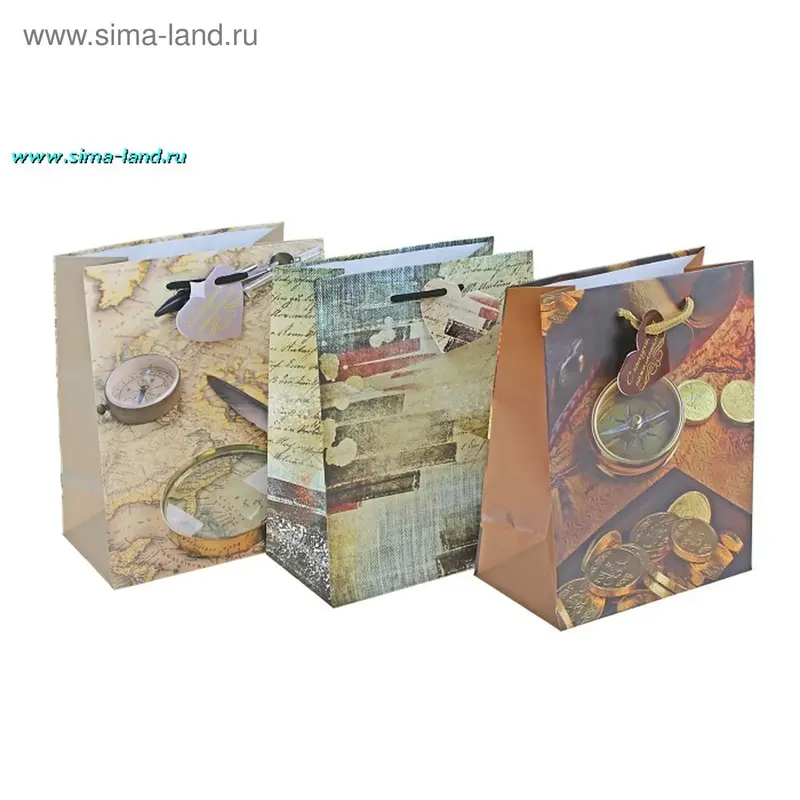 Пакет ламинированный "Компас с монетами", цвета МИКС