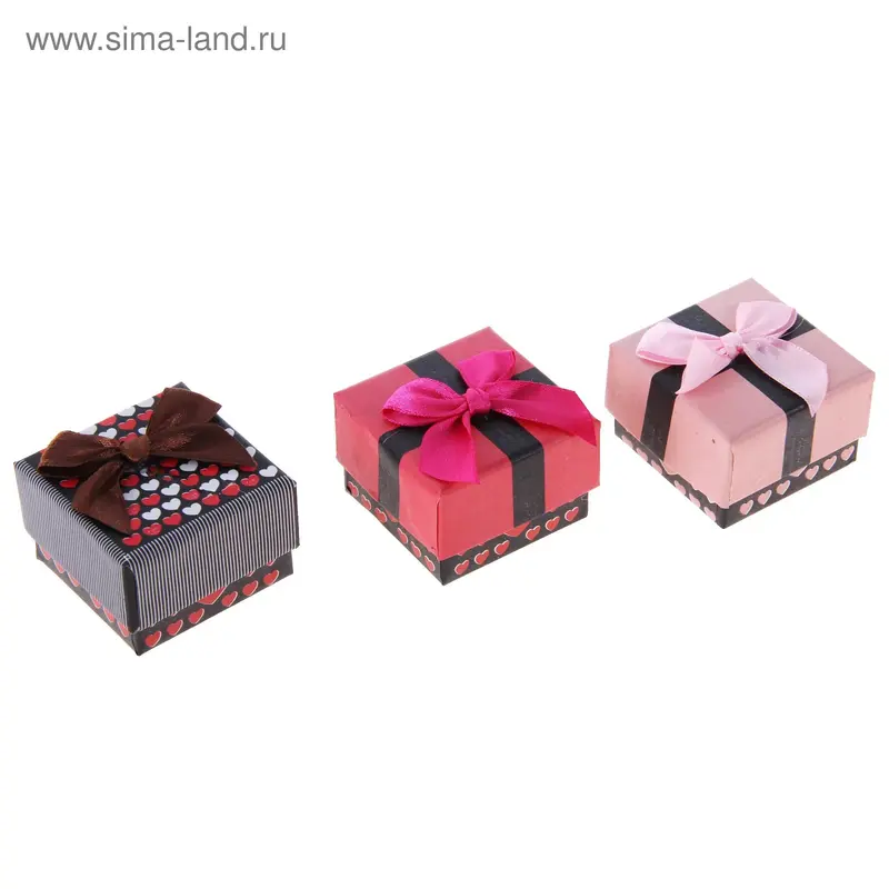 Коробочка подарочная под кольцо 5×5×3.5 «Ассорти» с бантом