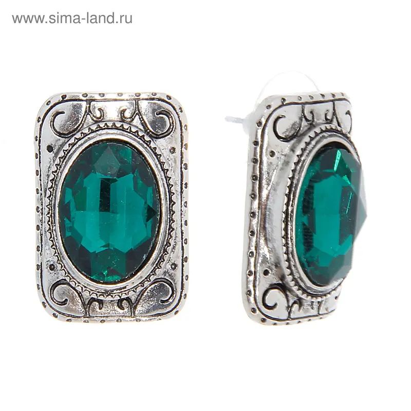 Серьги «Кракус», прямоугольник, цвет зелёный