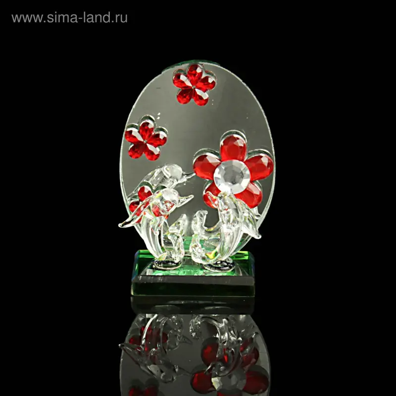 Сувенир стекло "Дельфинчики у зеркала" 2,7х6х8,5 см