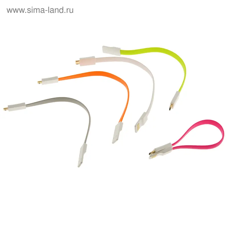 Кабель LuazON, micro USB - USB, плоский, 1 А, 20 см, МИКС