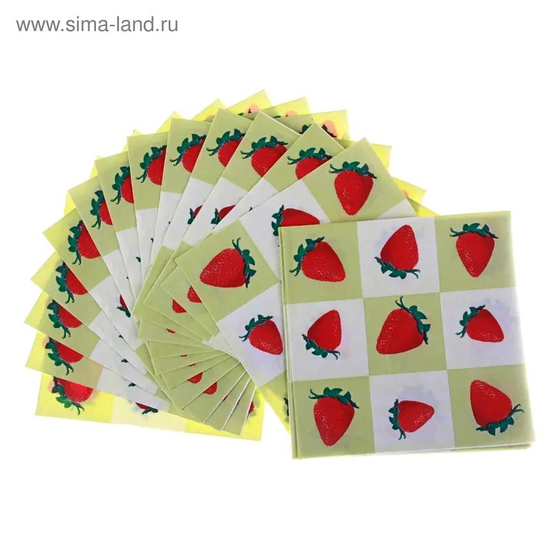 Салфетки бумажные (набор 20 шт.) 33×33 см Клубничка