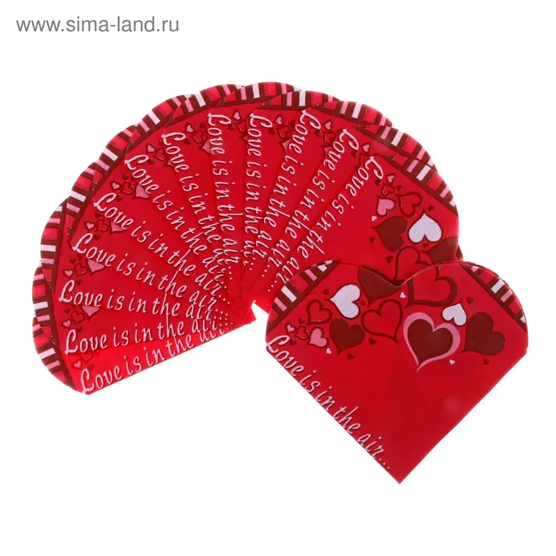 Салфетки бумажные (набор 20 шт.) 33×33 см сердце Признание