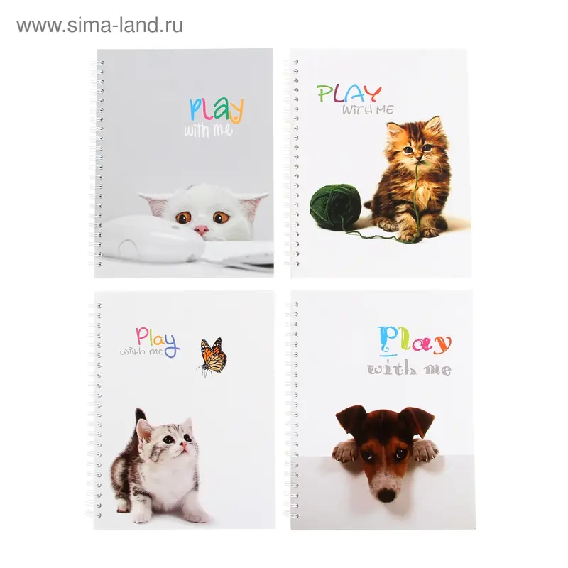 Тетрадь 96 листов клетка на гребне Play, 4 вида МИКС