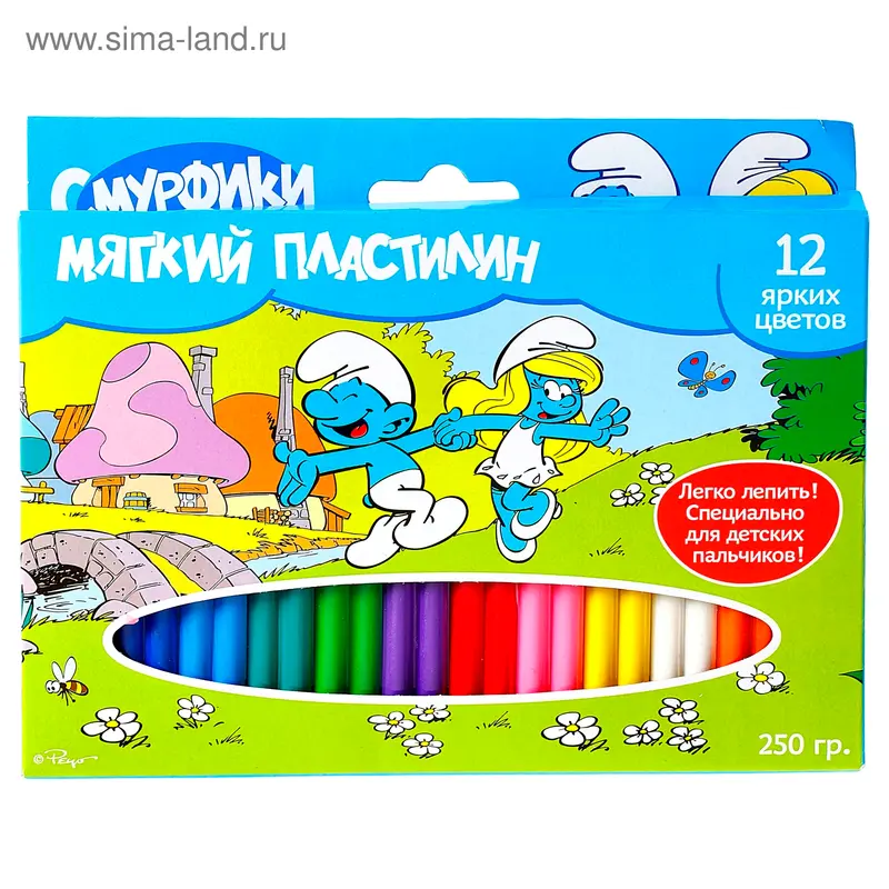 Мягкий пластилин "Смурфики" 12 цветов