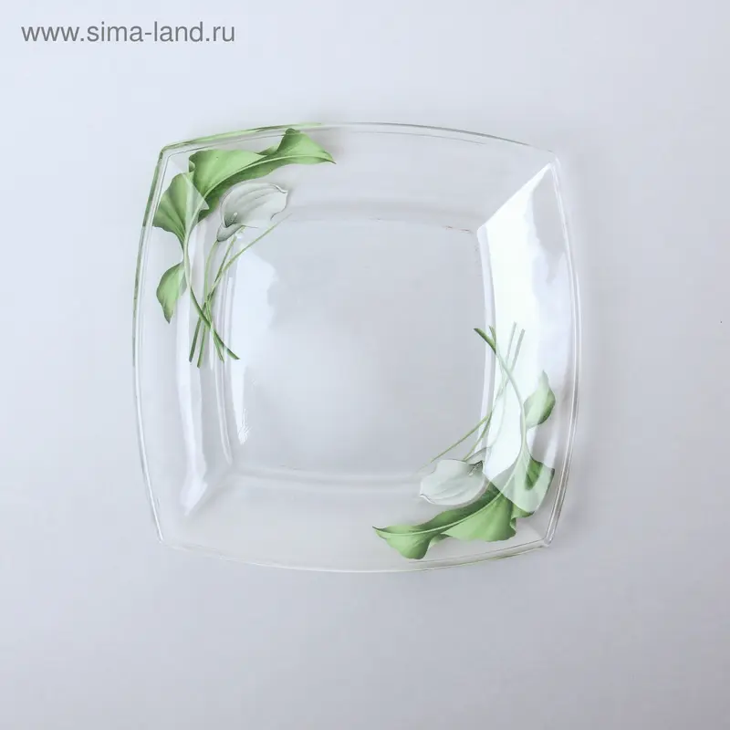 Тарелка квадратная 19,5х19,5 см "Каллы белые"