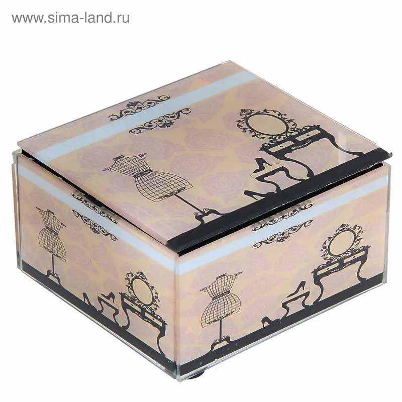 Шкатулка стекло "Модный дом" 12х12х6,5 см