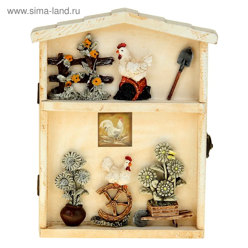 Ключница "Постоялый дворик с курочками" 25,5х20,5х6,5 см